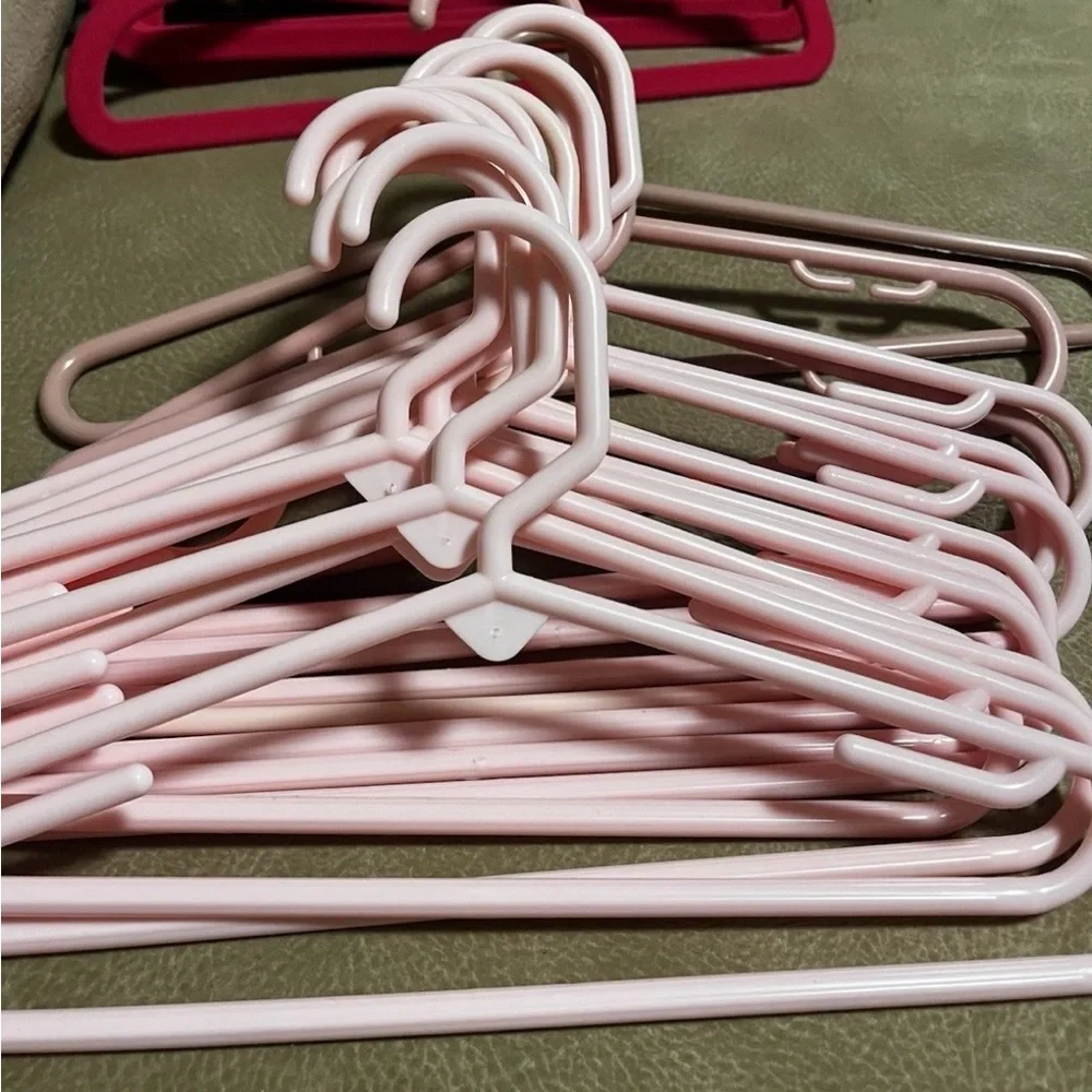 Lot of 18 Tubular Pink Hangers, Baby/Toddler Size for Closet Storage, 12” x 7”